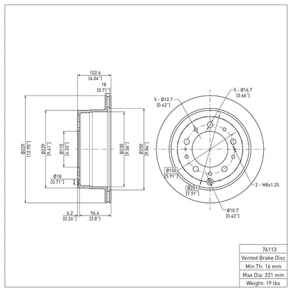 Dynamic Friction Company Disc Brake Rotor 600-76113