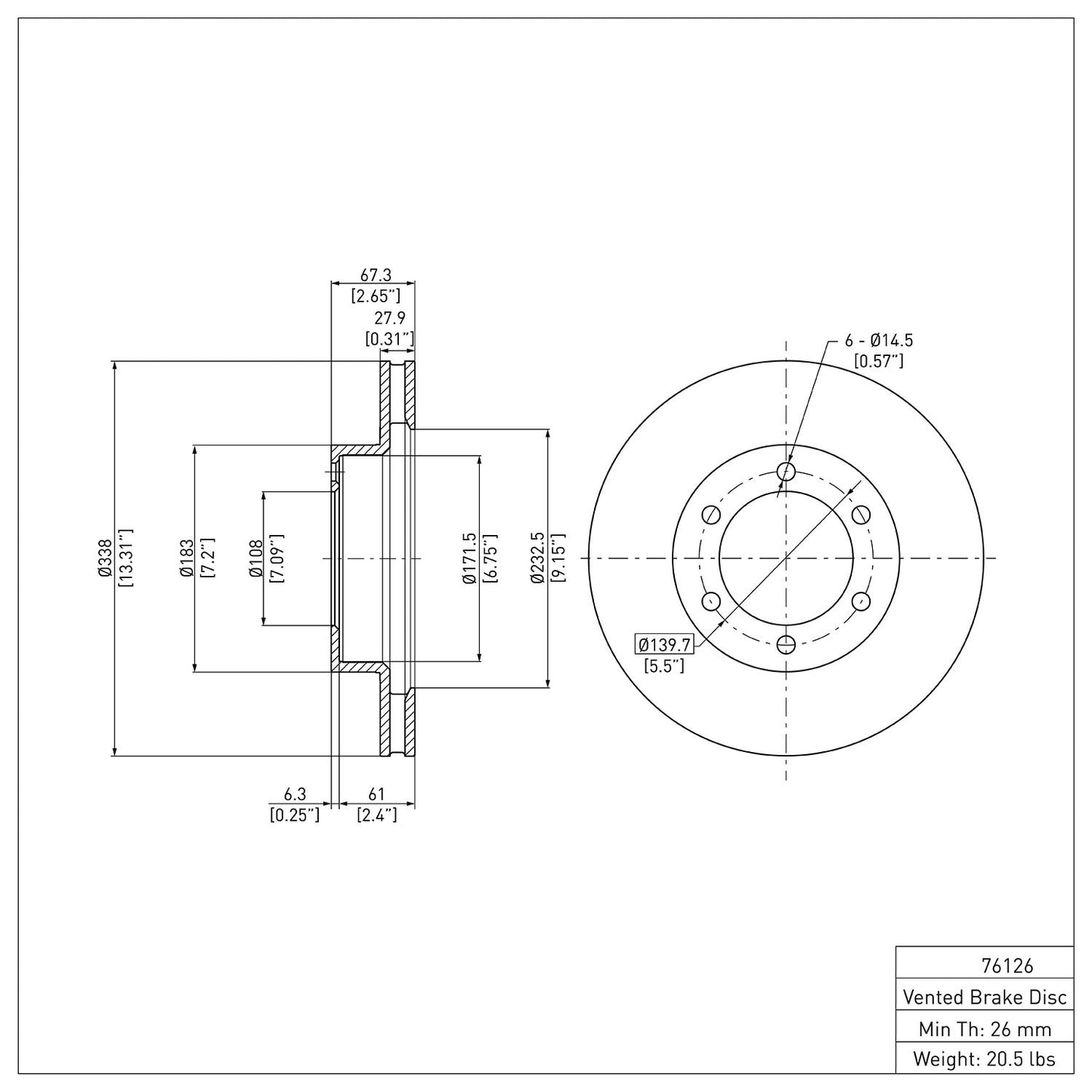 Dynamic Friction Company Disc Brake Rotor 600-76126