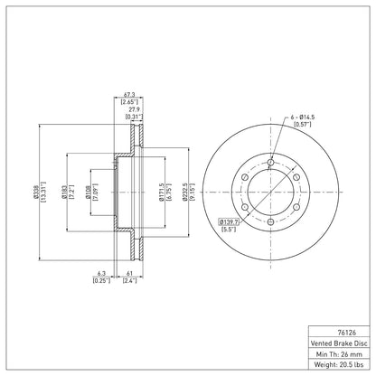 Dynamic Friction Company Disc Brake Rotor 600-76126