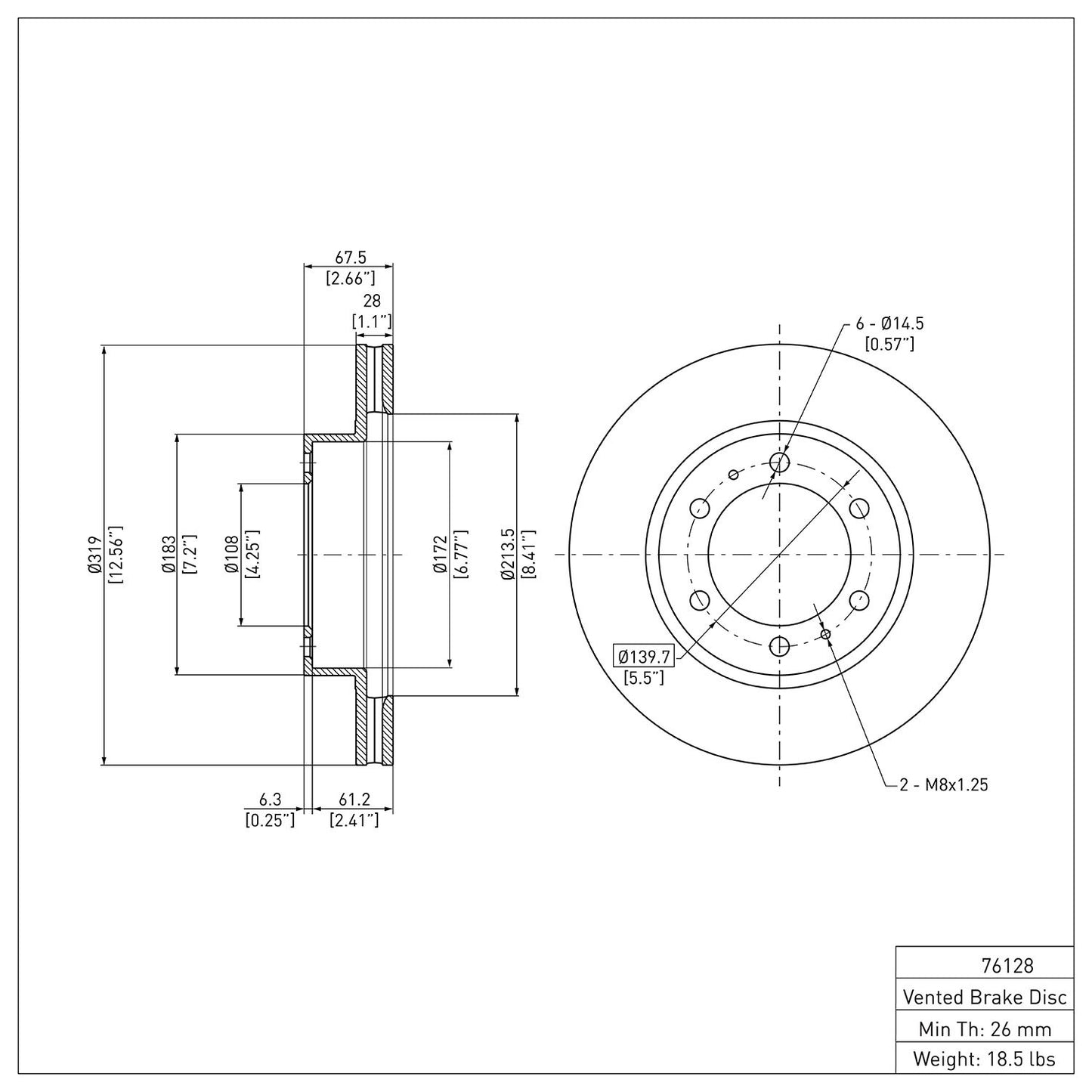 Dynamic Friction Company Disc Brake Rotor 600-76128
