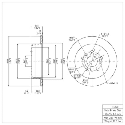 Dynamic Friction Company Disc Brake Rotor 600-76130