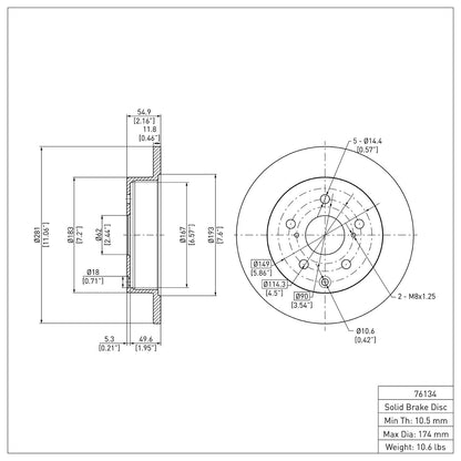 Dynamic Friction Company Disc Brake Rotor 600-76134