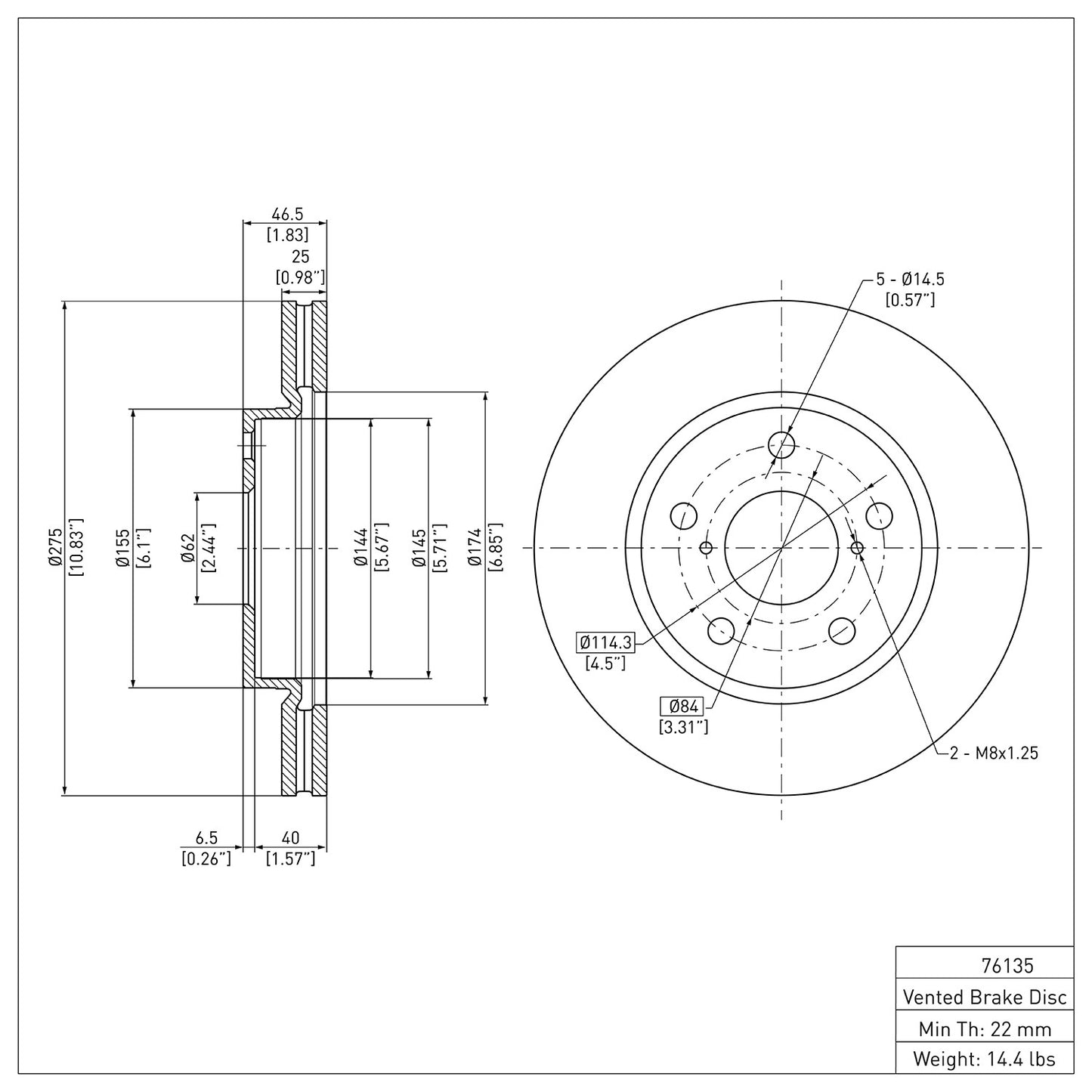 Dynamic Friction Company Disc Brake Rotor 600-76135