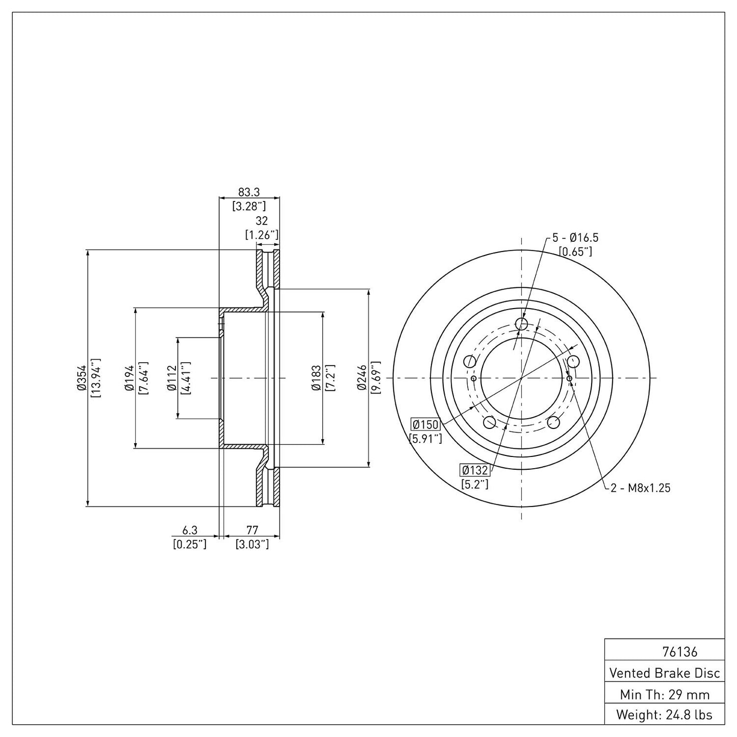 Dynamic Friction Company Disc Brake Rotor 600-76136