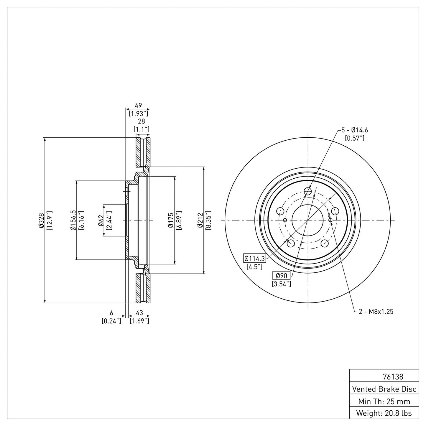 Dynamic Friction Company Disc Brake Rotor 600-76138