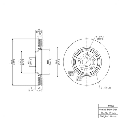 Dynamic Friction Company Disc Brake Rotor 600-76138