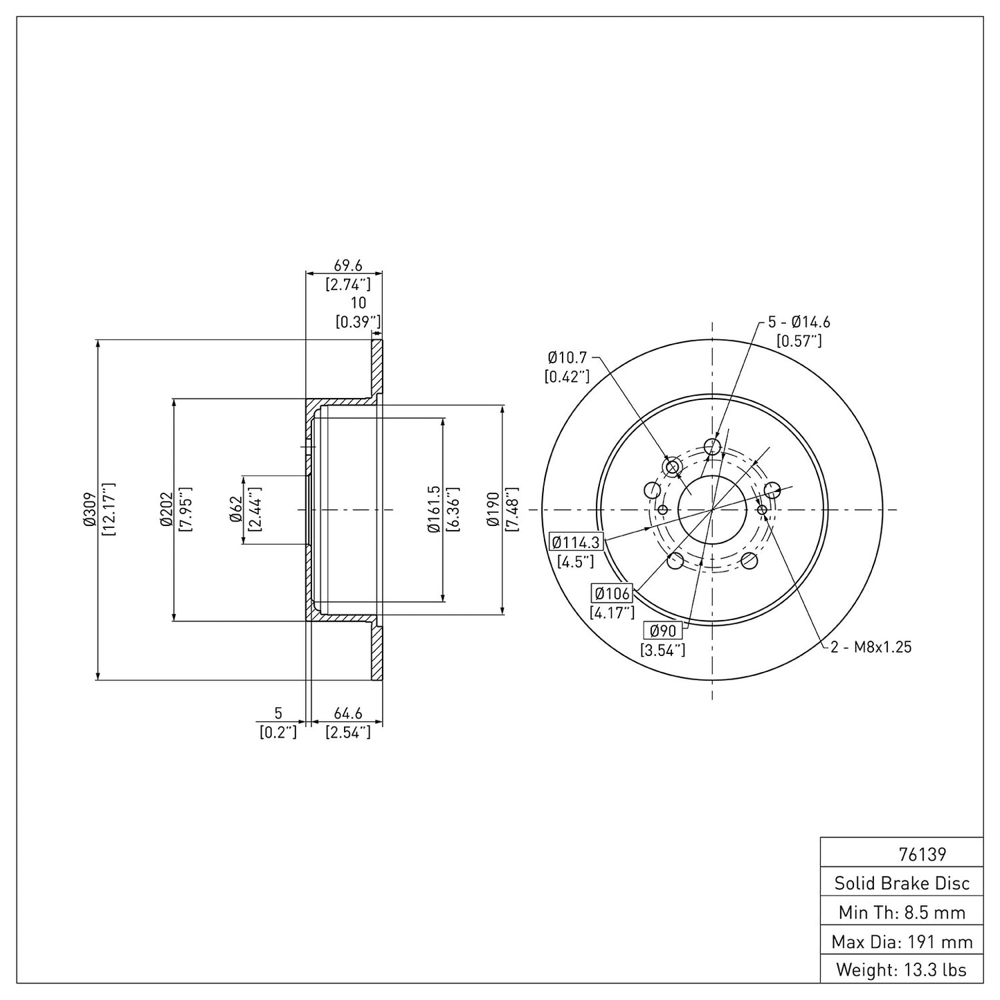 Dynamic Friction Company Disc Brake Rotor 600-76139