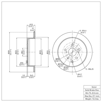 Dynamic Friction Company Disc Brake Rotor 600-76141