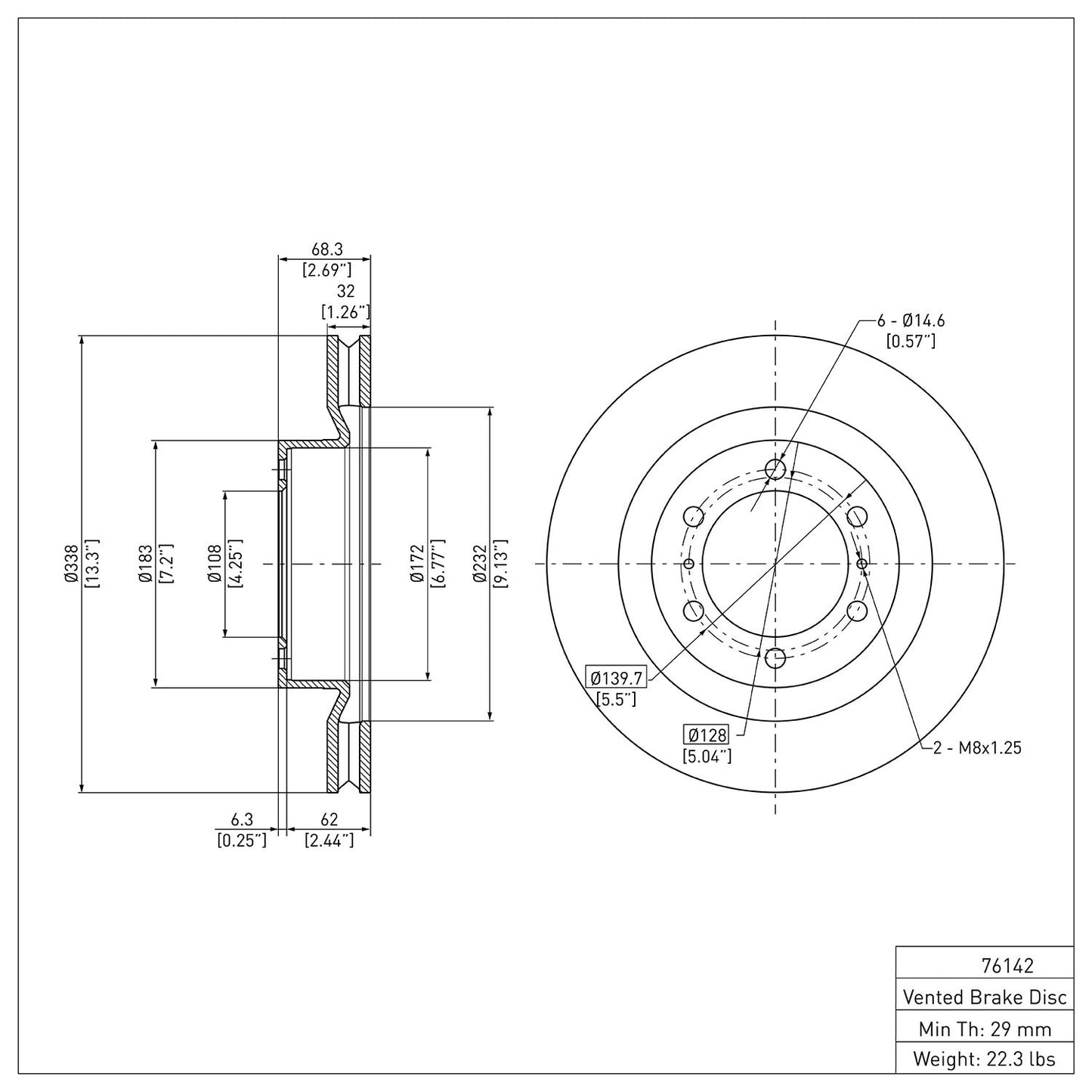 Dynamic Friction Company Disc Brake Rotor 600-76142