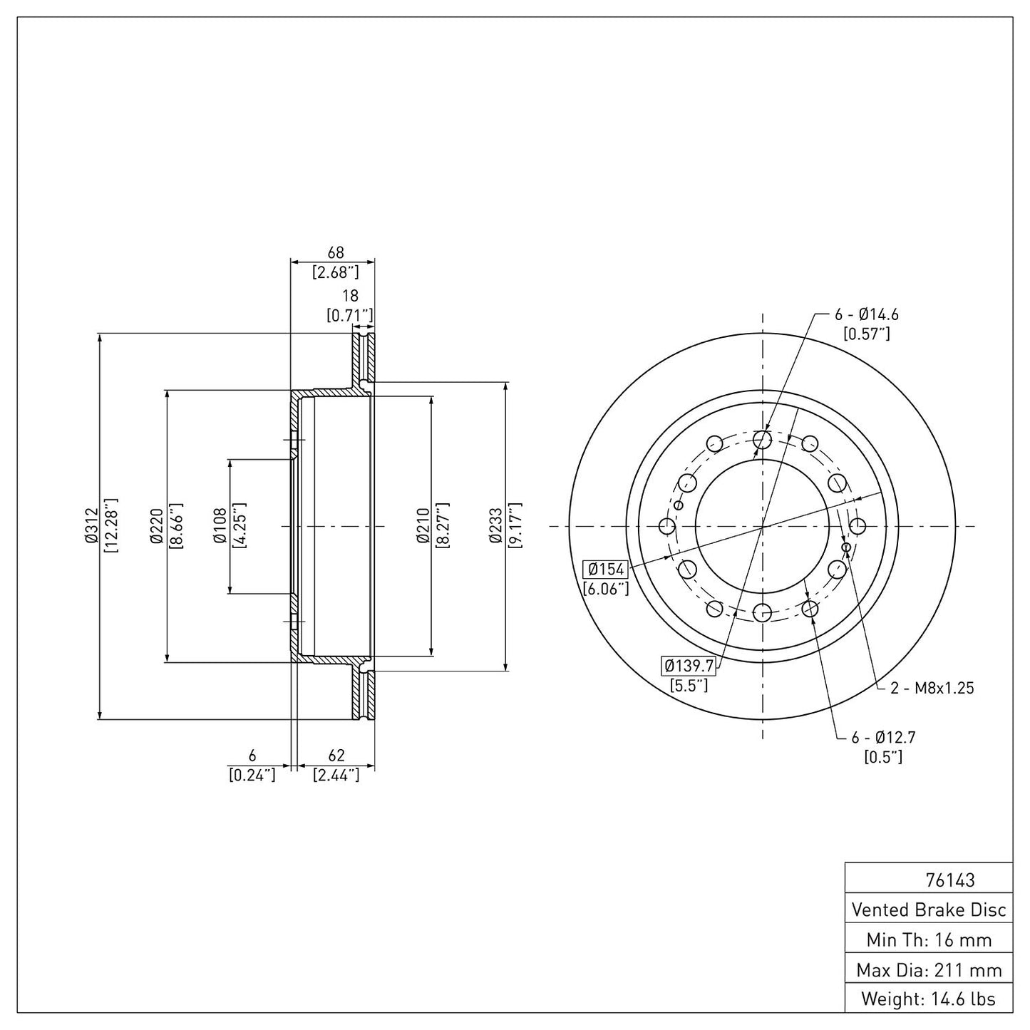 Dynamic Friction Company Disc Brake Rotor 600-76143
