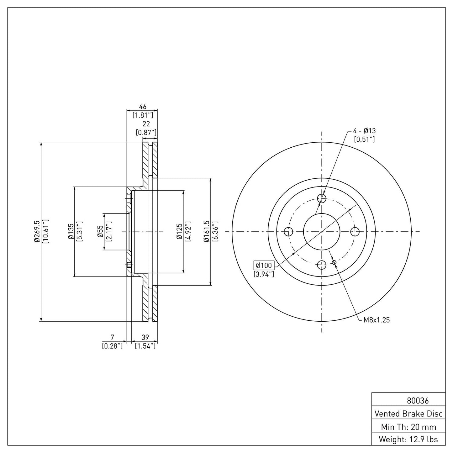 Dynamic Friction Company Disc Brake Rotor 600-80036