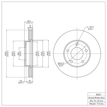 Dynamic Friction Company Disc Brake Rotor 600-80041