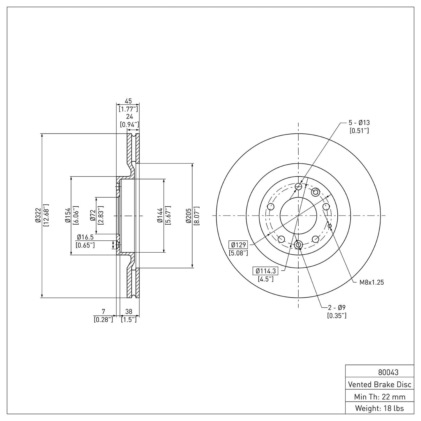 Dynamic Friction Company Disc Brake Rotor 600-80043