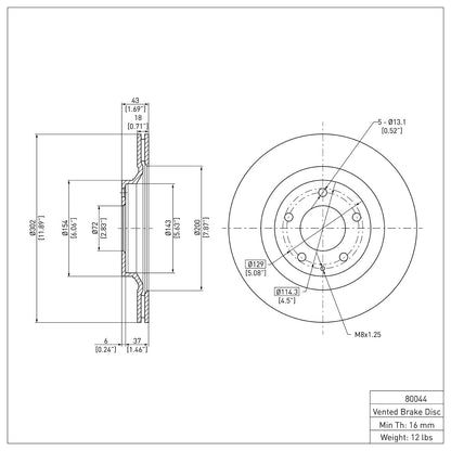 Dynamic Friction Company Disc Brake Rotor 600-80044