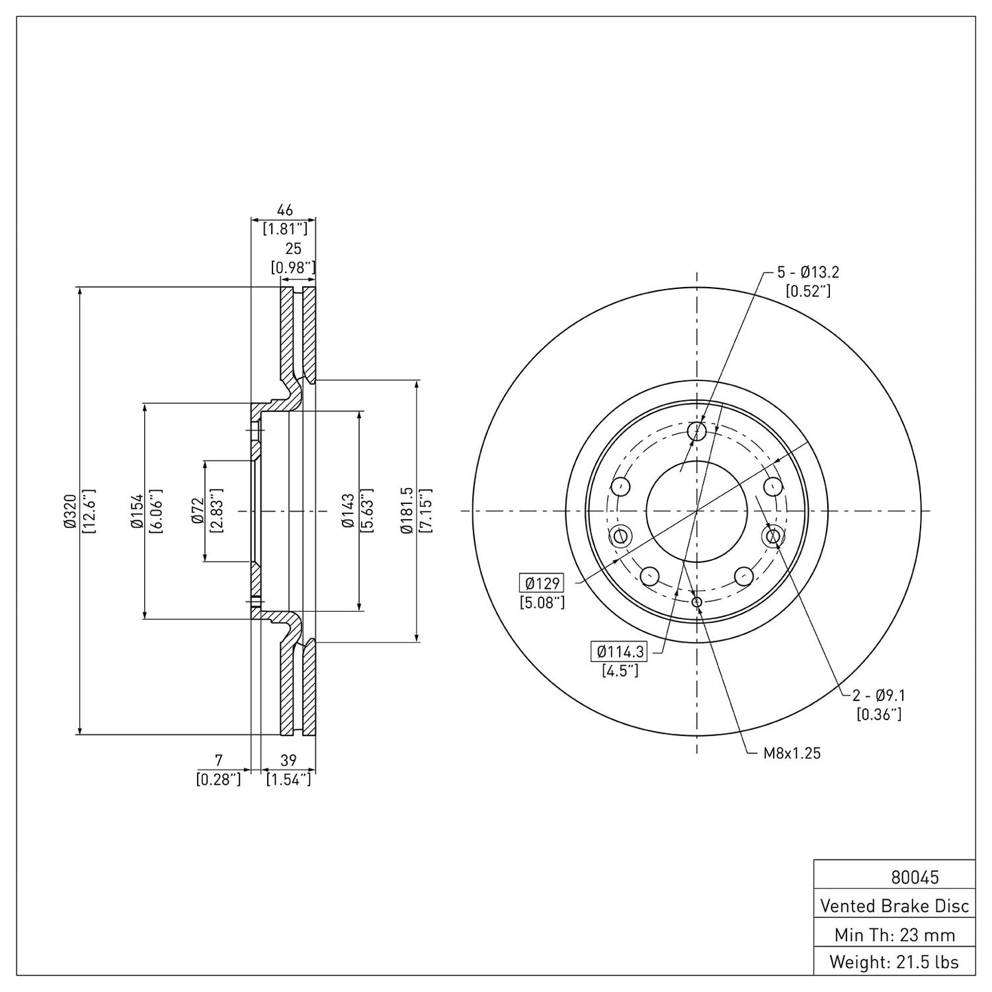 Dynamic Friction Company Disc Brake Rotor 600-80045