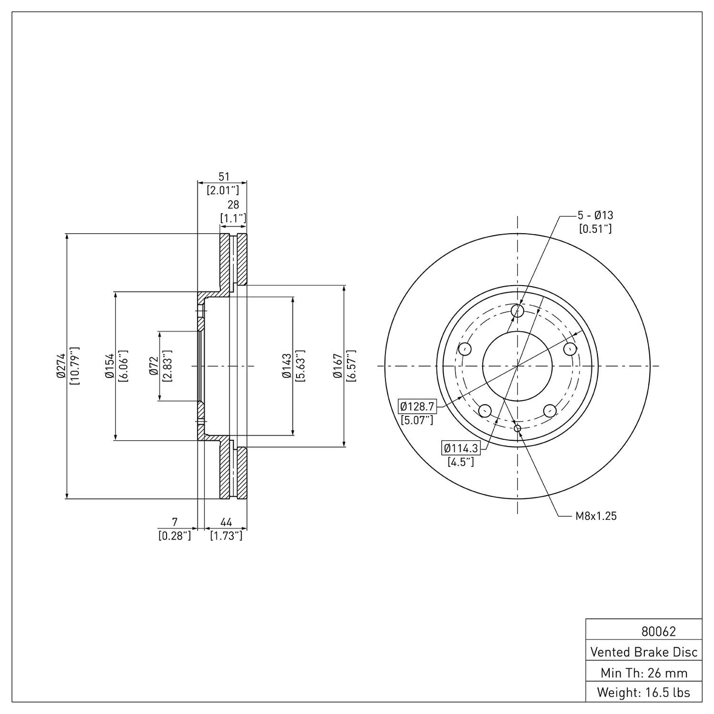 Dynamic Friction Company Disc Brake Rotor 600-80062