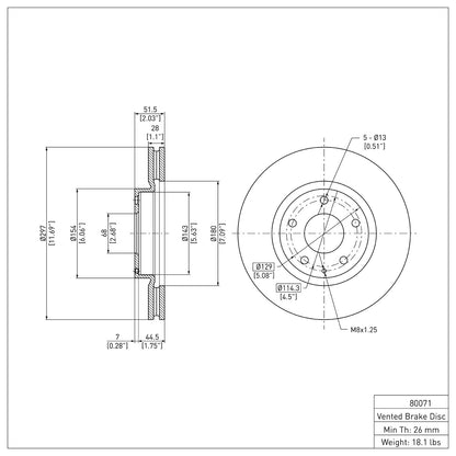 Dynamic Friction Company Disc Brake Rotor 600-80071