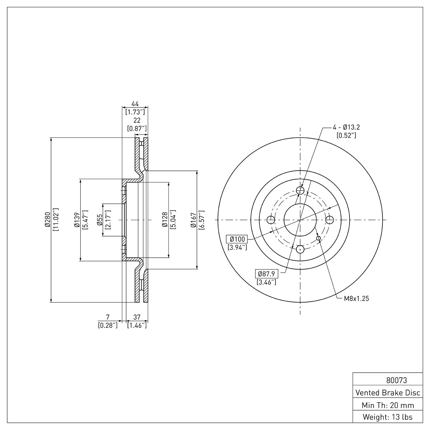 Dynamic Friction Company Disc Brake Rotor 600-80073