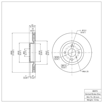 Dynamic Friction Company Disc Brake Rotor 600-80073