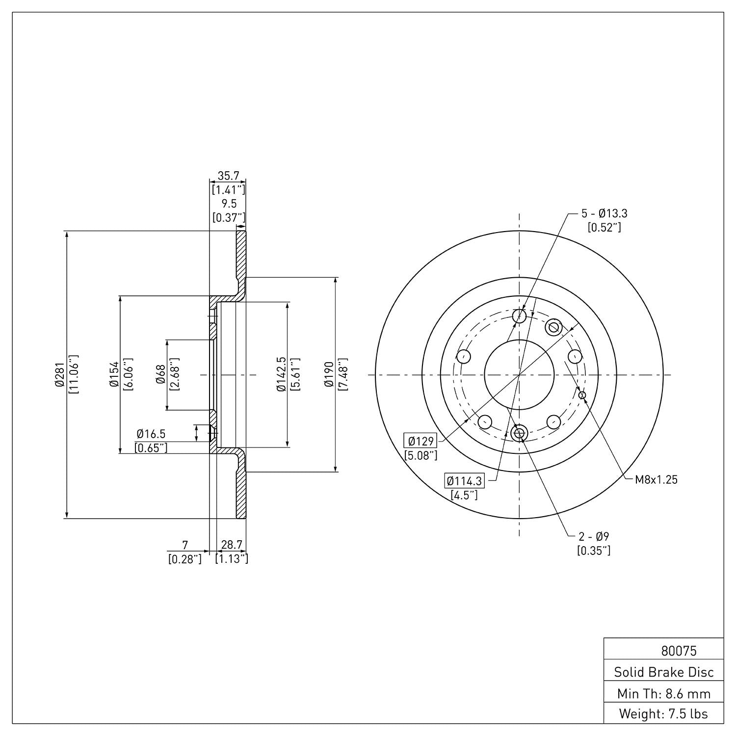 Dynamic Friction Company Disc Brake Rotor 600-80075