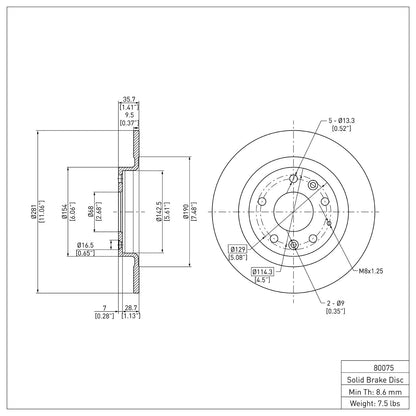 Dynamic Friction Company Disc Brake Rotor 600-80075