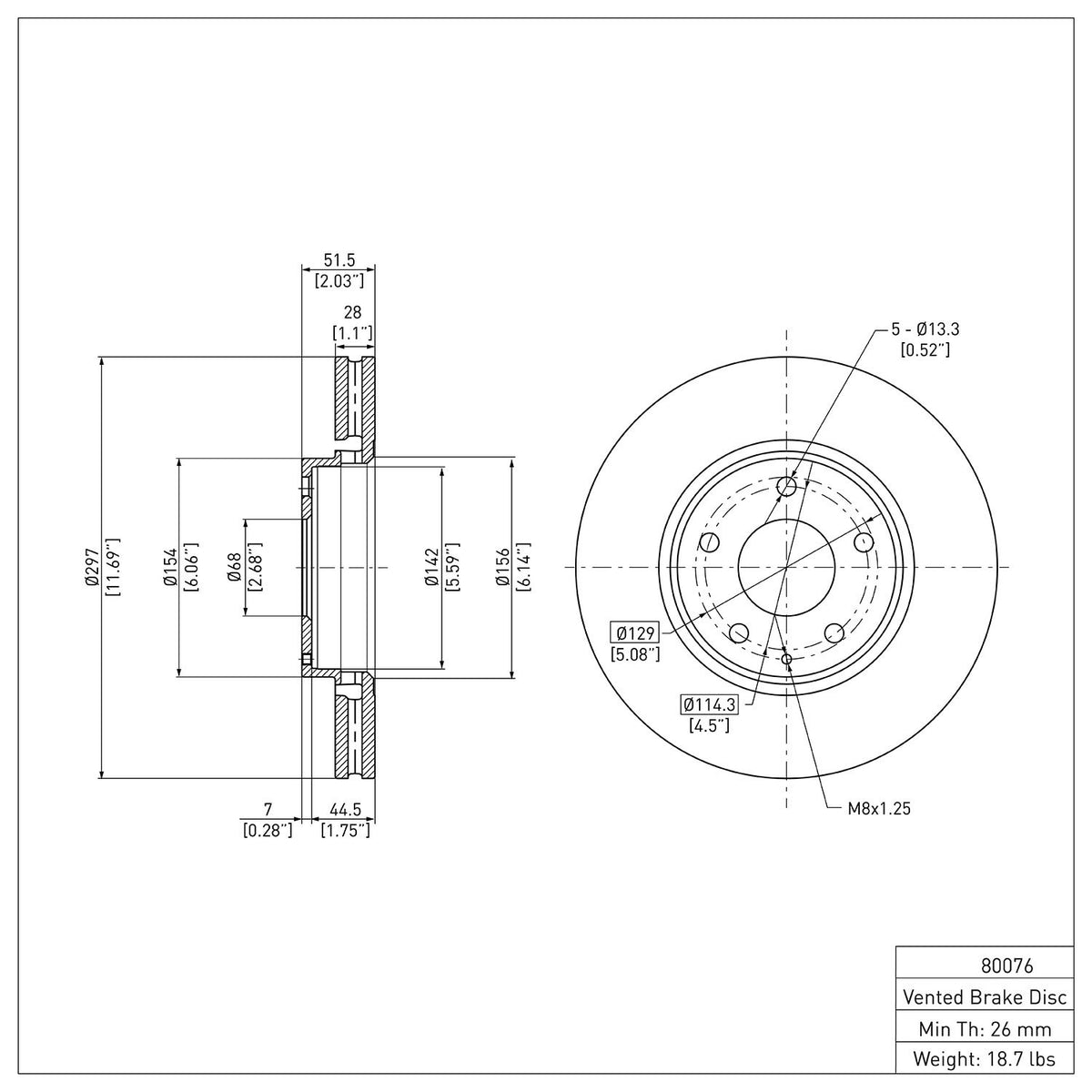 Dynamic Friction Company Disc Brake Rotor 600-80076
