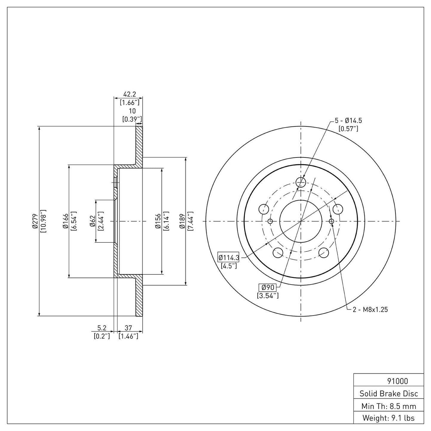 Dynamic Friction Company Disc Brake Rotor 600-91000