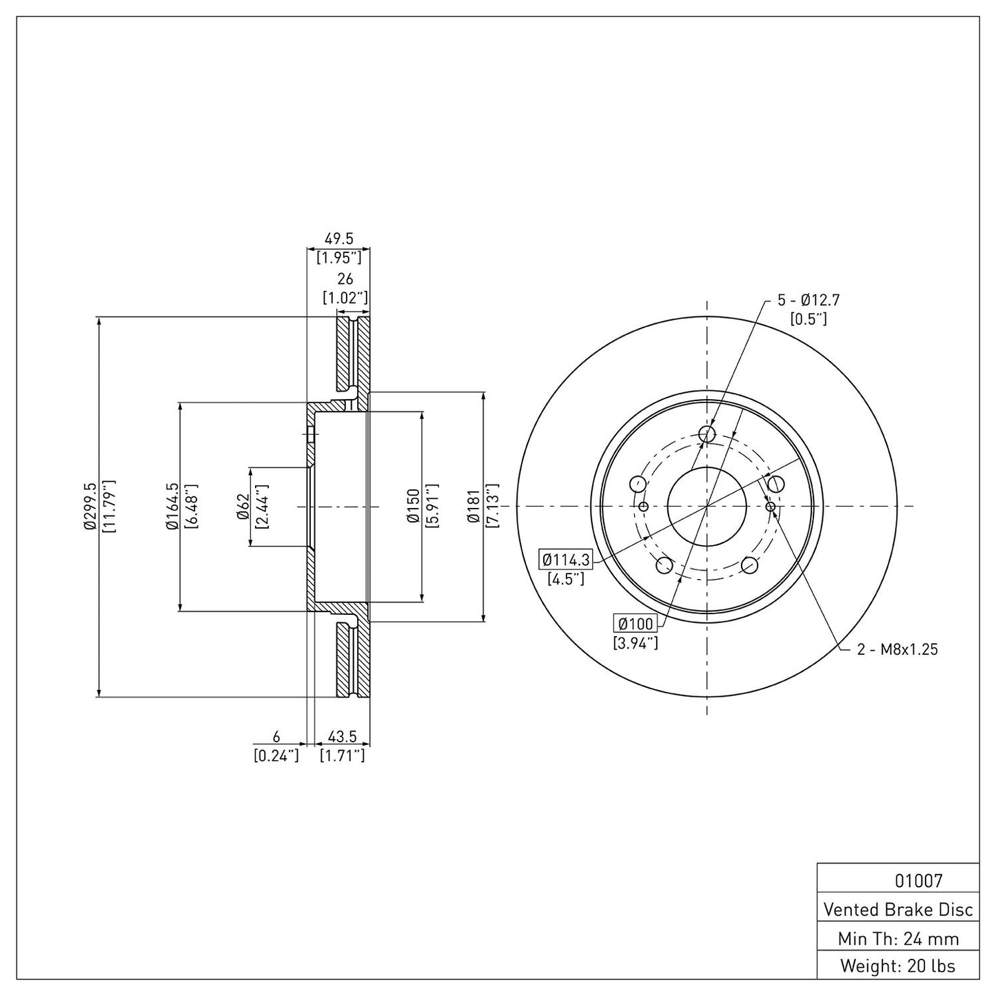 Dynamic Friction Company Disc Brake Rotor 604-01007