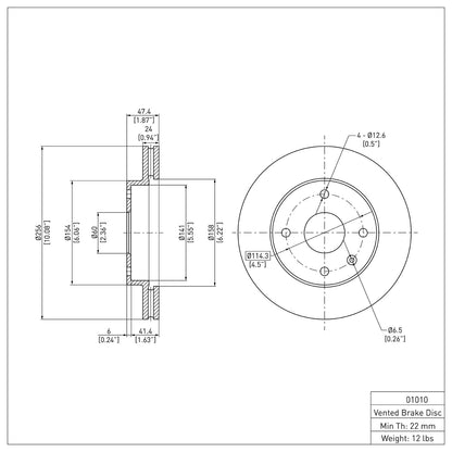Dynamic Friction Company Disc Brake Rotor 604-01010