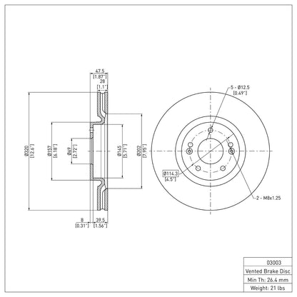 Dynamic Friction Company Disc Brake Rotor 604-03003