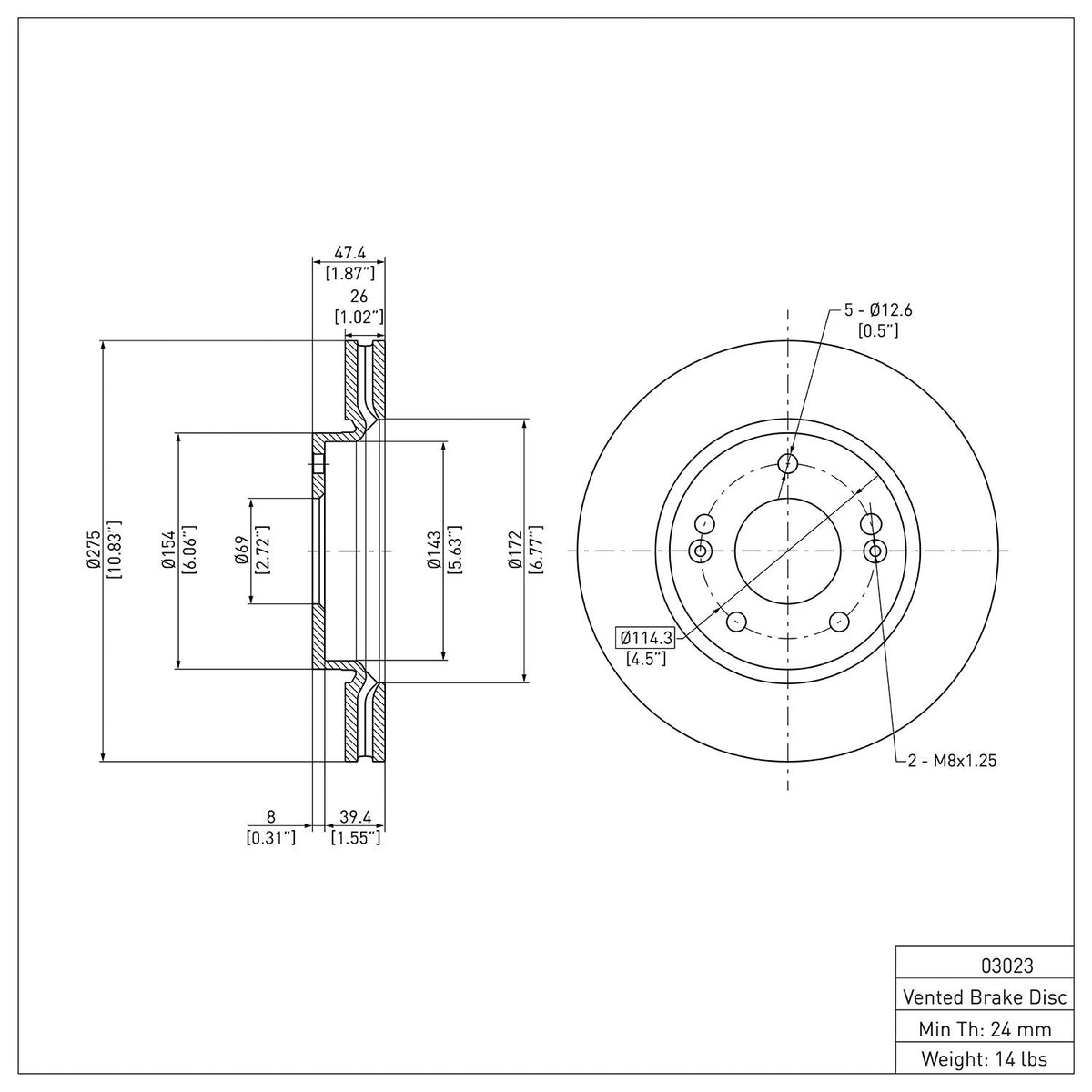 Dynamic Friction Company Disc Brake Rotor 604-03023