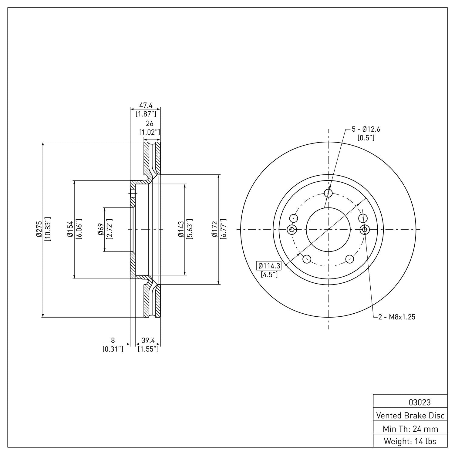 Dynamic Friction Company Disc Brake Rotor 604-03023
