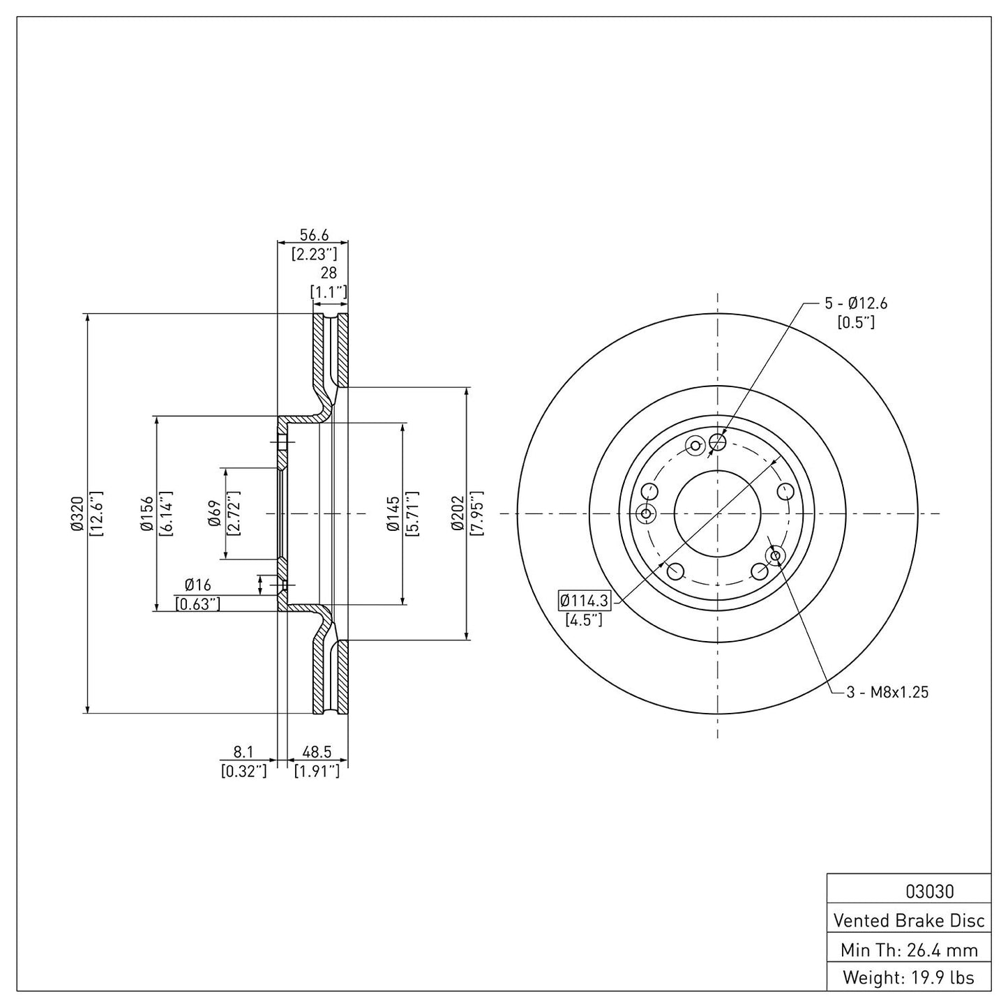 Dynamic Friction Company Disc Brake Rotor 604-03030