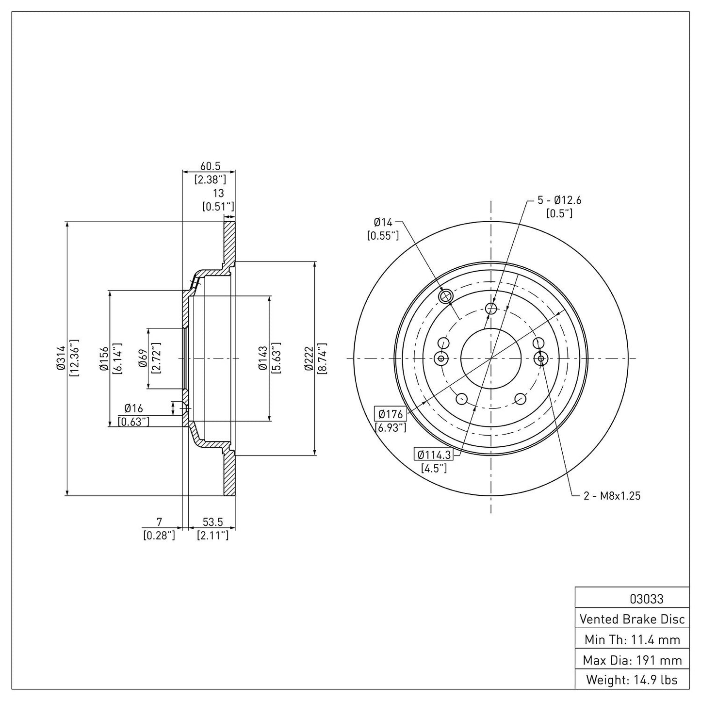 Dynamic Friction Company Disc Brake Rotor 604-03033