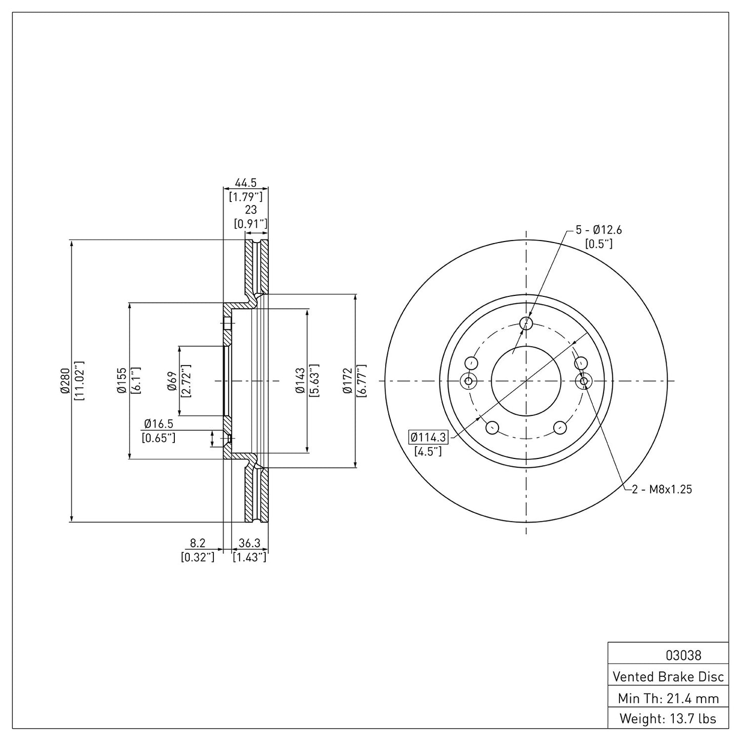 Dynamic Friction Company Disc Brake Rotor 604-03038