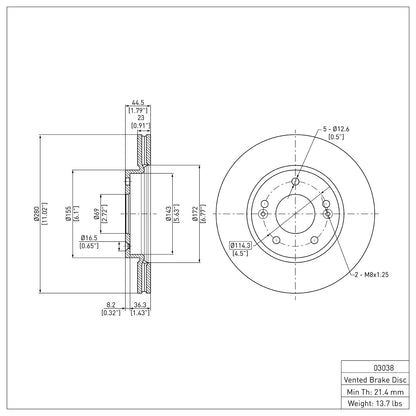 Dynamic Friction Company Disc Brake Rotor 604-03038