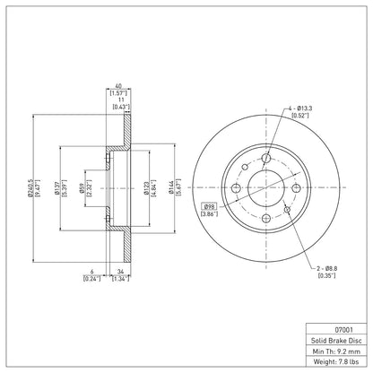 Dynamic Friction Company Disc Brake Rotor 604-07001
