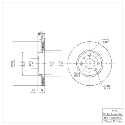 Dynamic Friction Company Disc Brake Rotor 604-07002