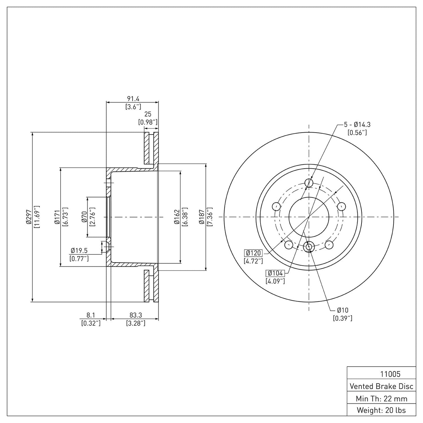 Dynamic Friction Company Disc Brake Rotor 604-11005