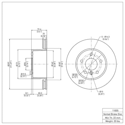 Dynamic Friction Company Disc Brake Rotor 604-11005
