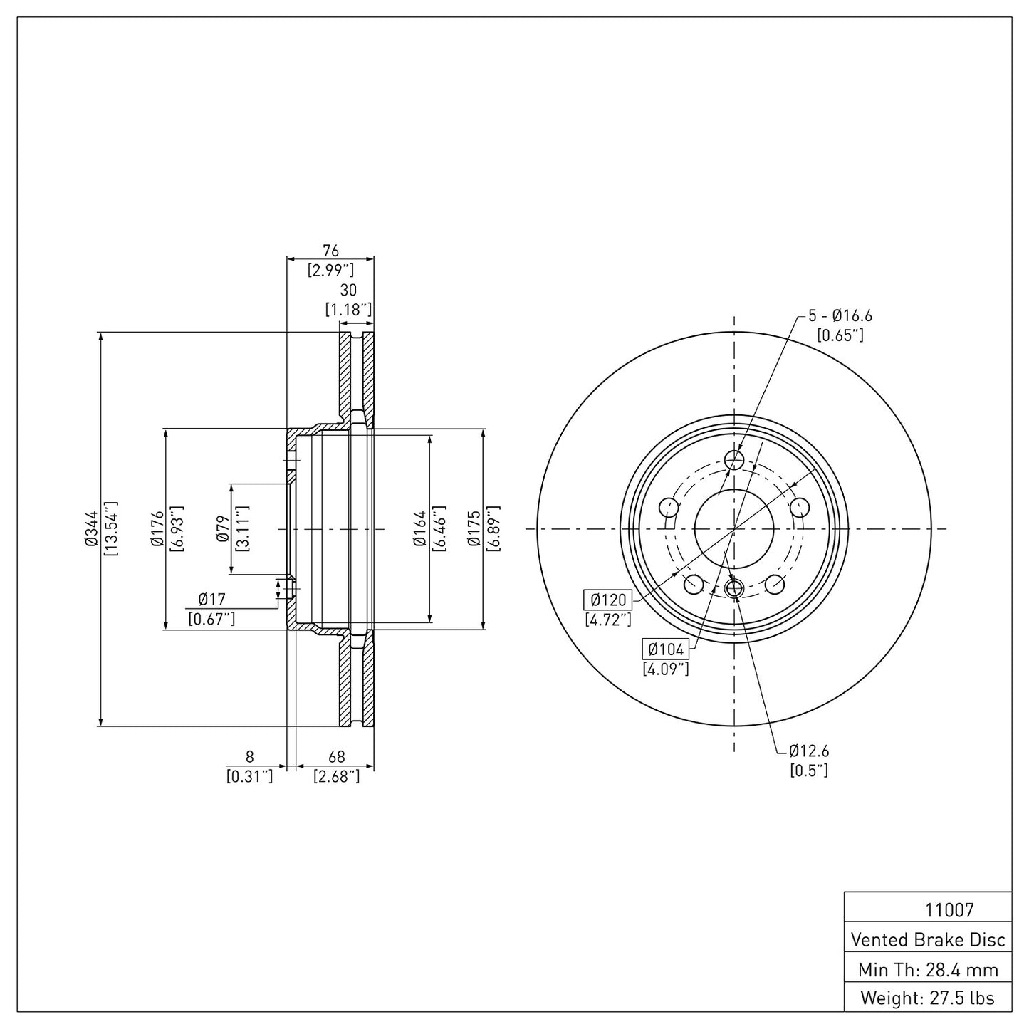 Dynamic Friction Company Disc Brake Rotor 604-11007