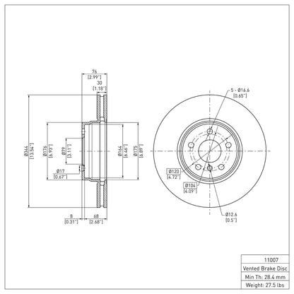 Dynamic Friction Company Disc Brake Rotor 604-11007