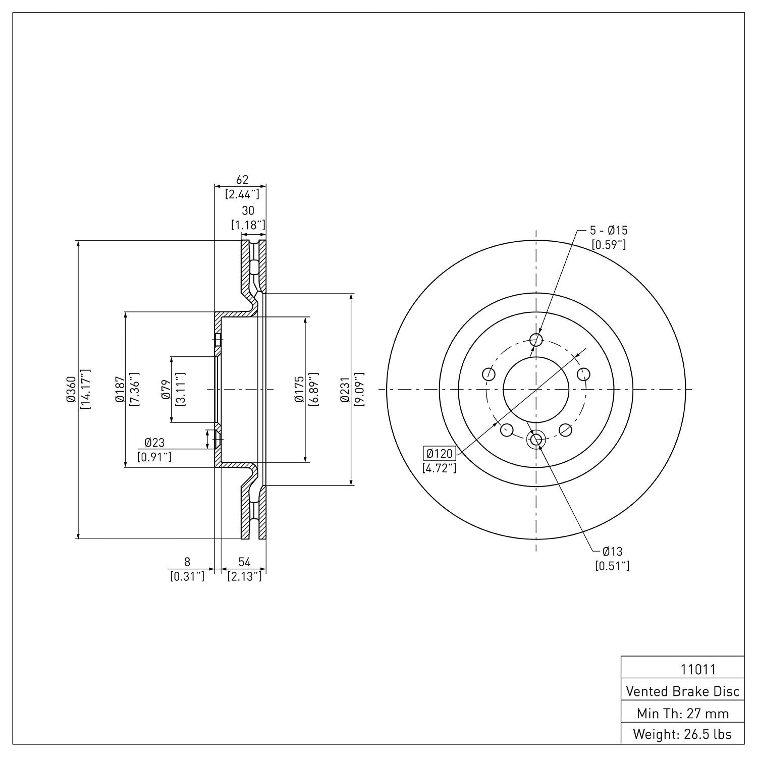 Dynamic Friction Company Disc Brake Rotor 604-11011