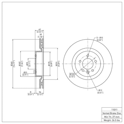 Dynamic Friction Company Disc Brake Rotor 604-11011
