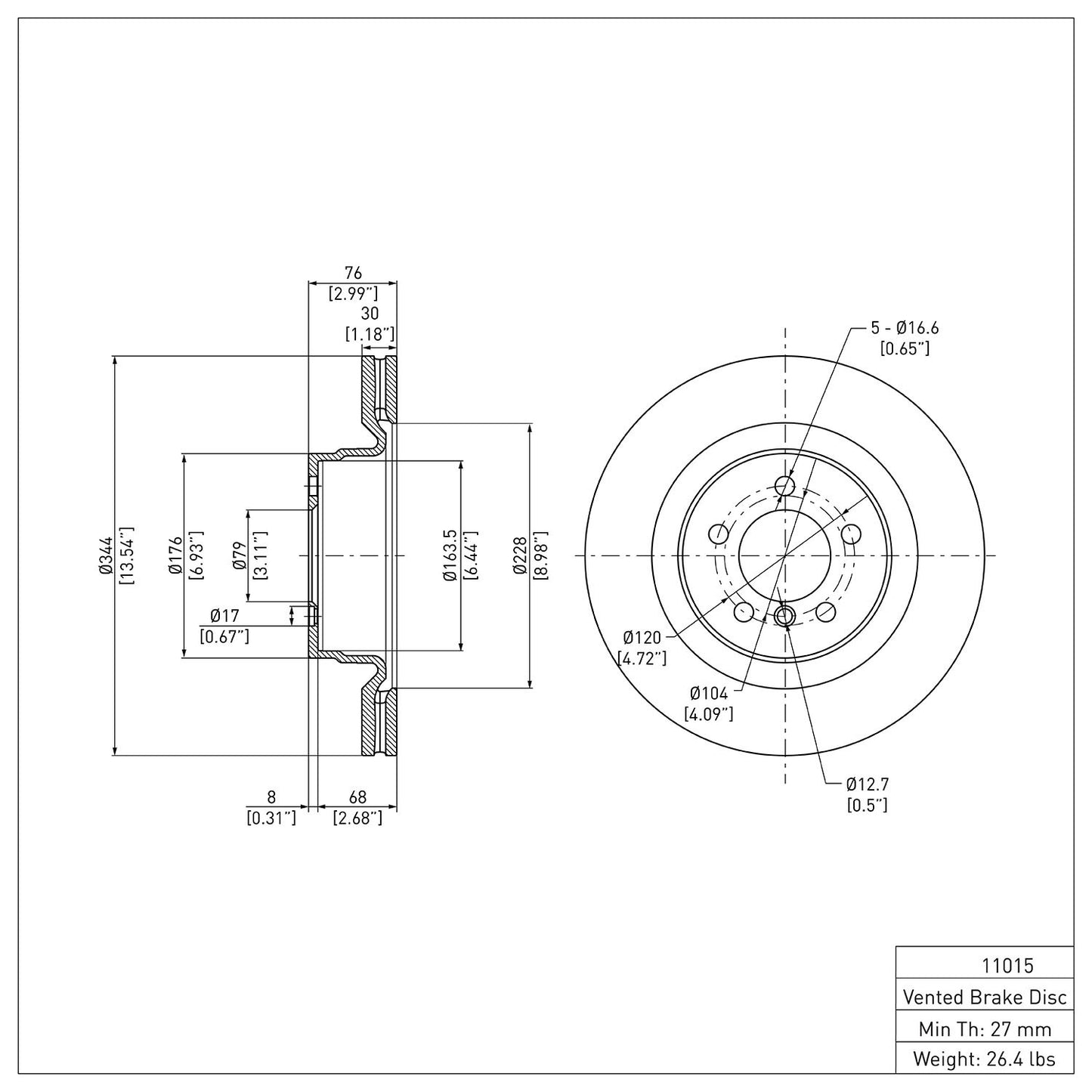 Dynamic Friction Company Disc Brake Rotor 604-11015