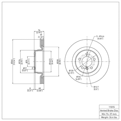 Dynamic Friction Company Disc Brake Rotor 604-11015