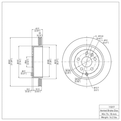 Dynamic Friction Company Disc Brake Rotor 604-11017