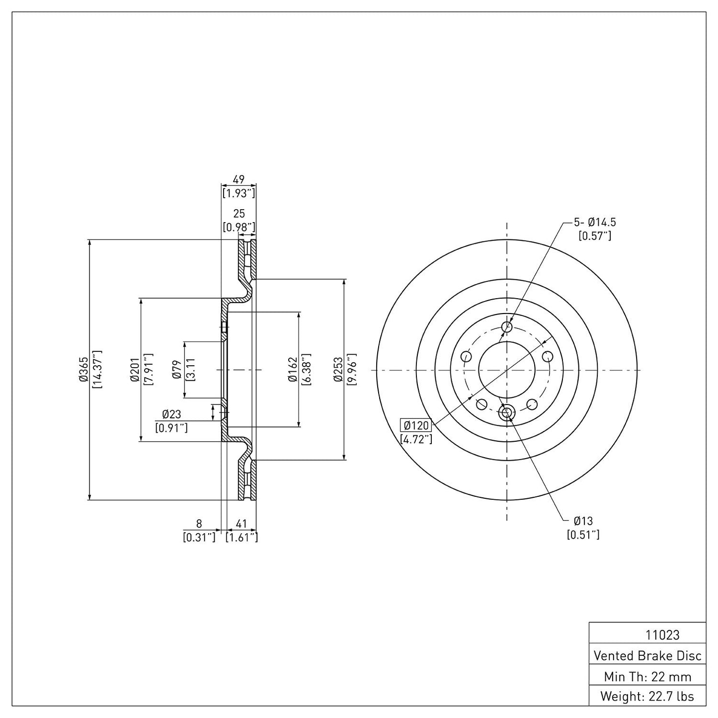 Dynamic Friction Company Disc Brake Rotor 604-11023