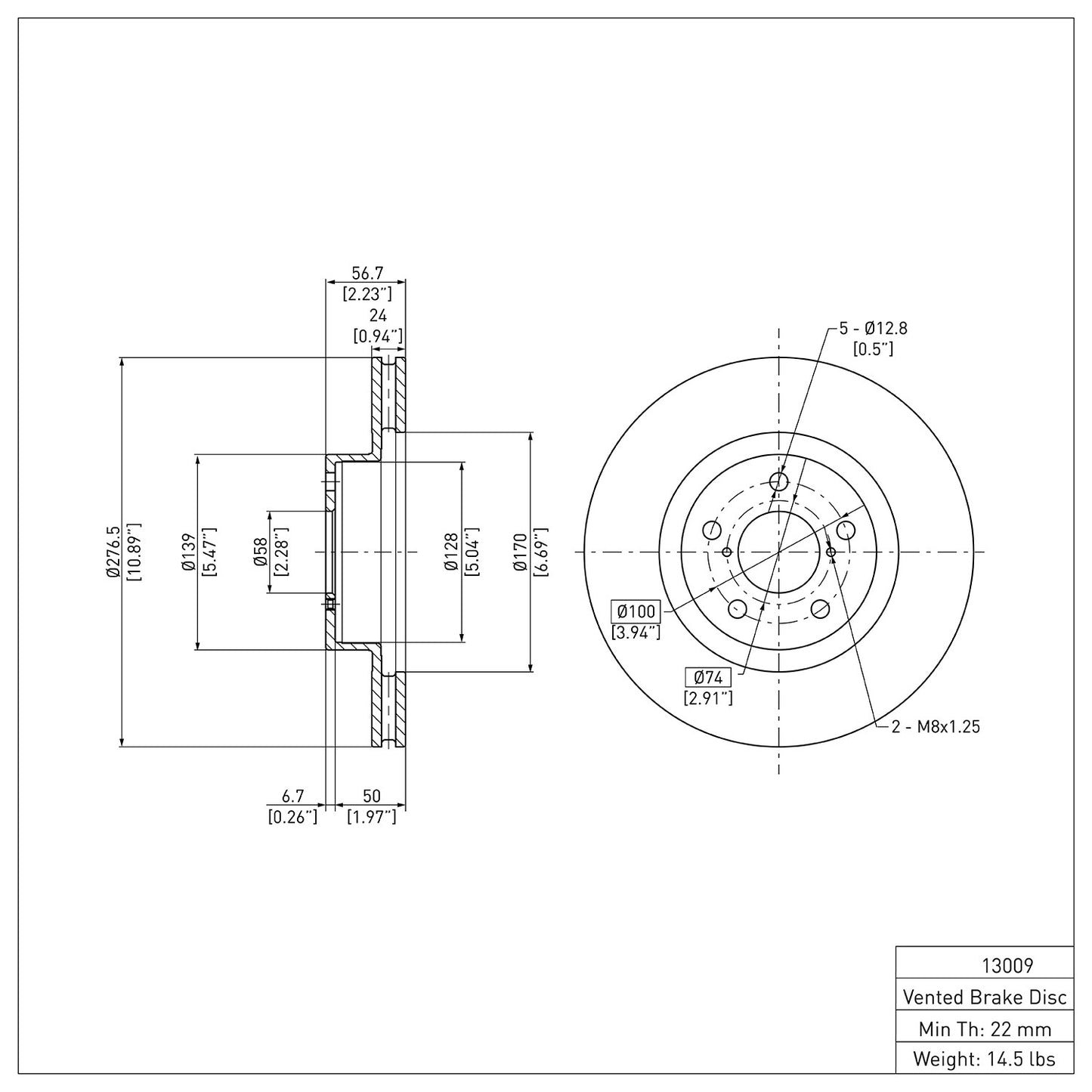 Dynamic Friction Company Disc Brake Rotor 604-13009
