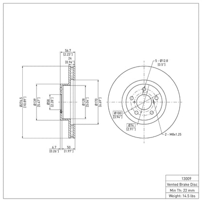 Dynamic Friction Company Disc Brake Rotor 604-13009